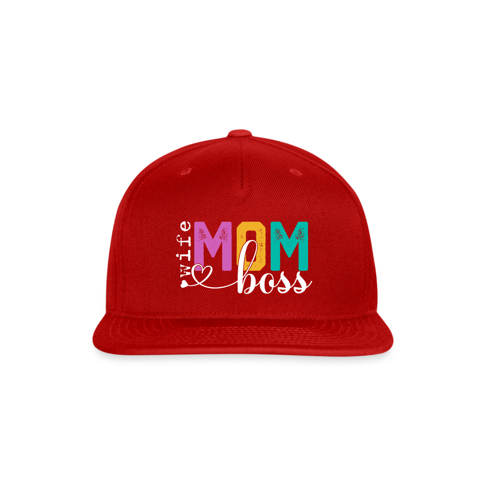 Mom Wife Boss Snapback Baseball Cap - red