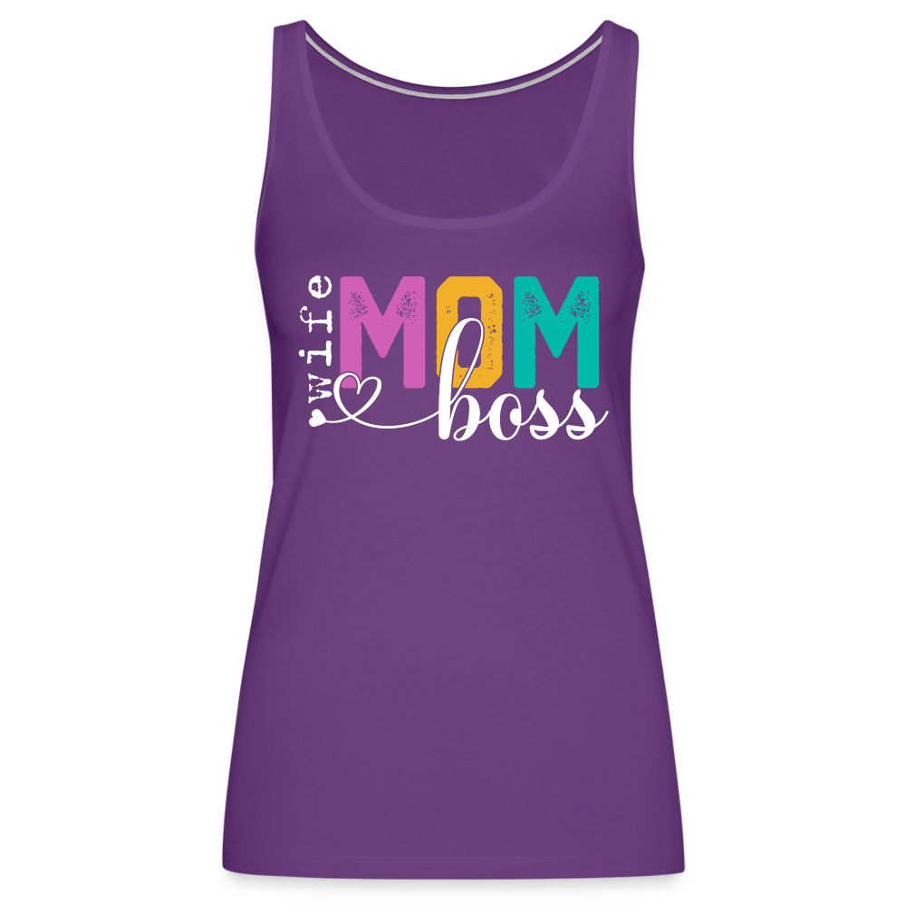 Mom Wife Boss Women’s Premium Tank Top - purple