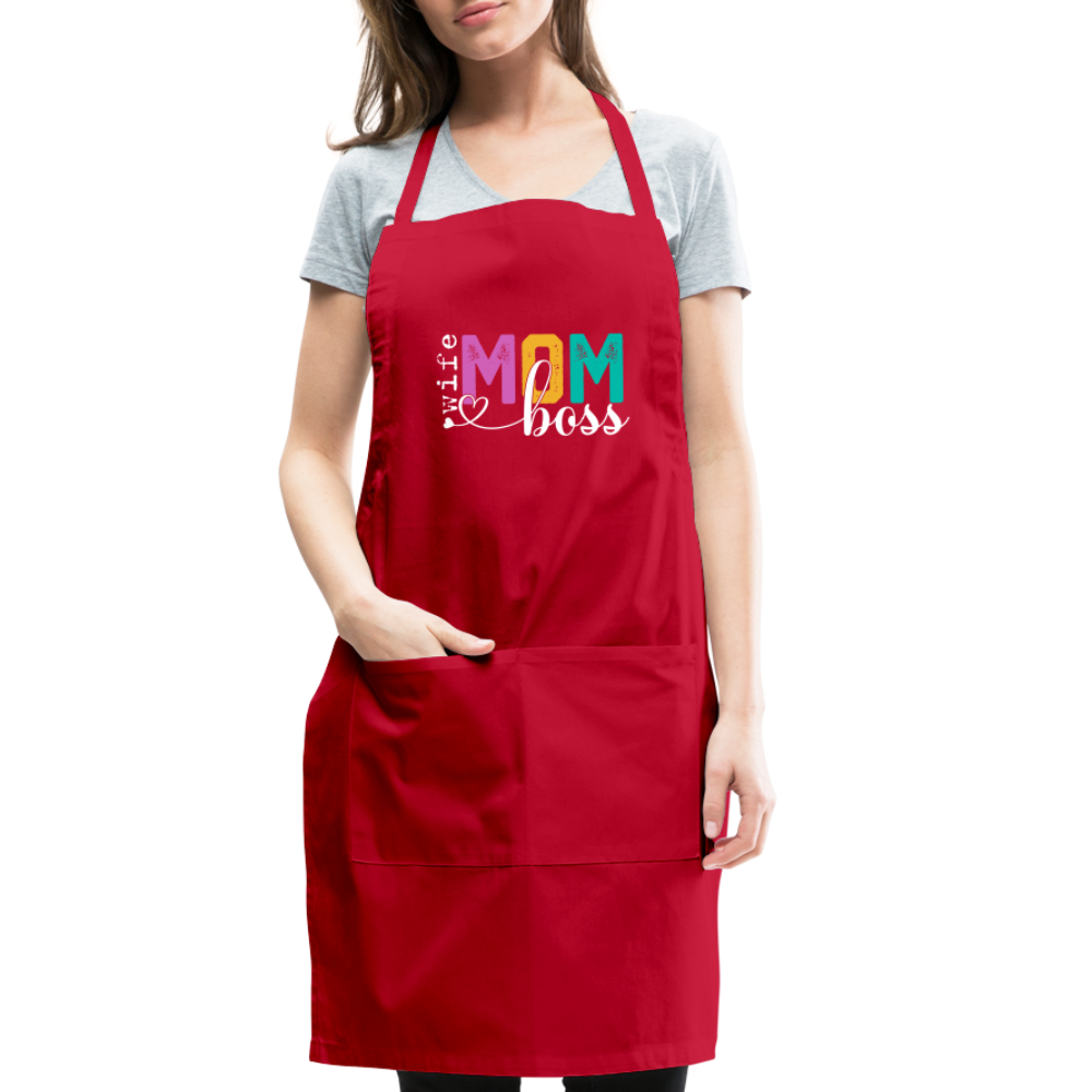 Mom Wife Boss Adjustable Apron - red