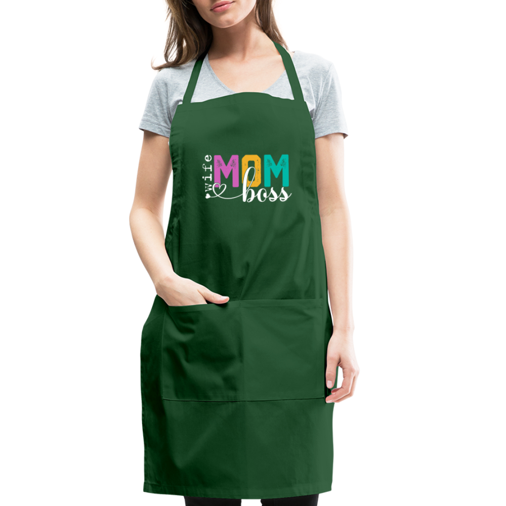Mom Wife Boss Adjustable Apron - forest green