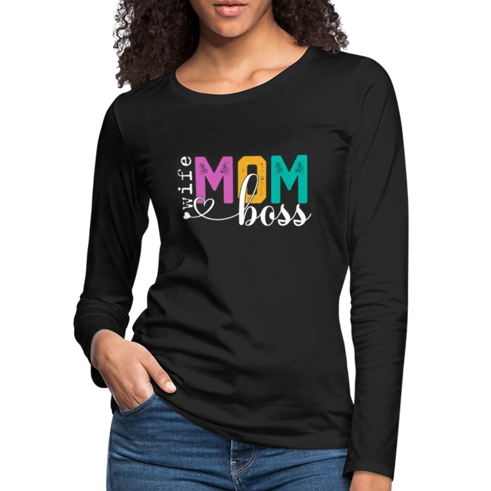 Mom Wife Boss Women's Premium Long Sleeve T-Shirt - black