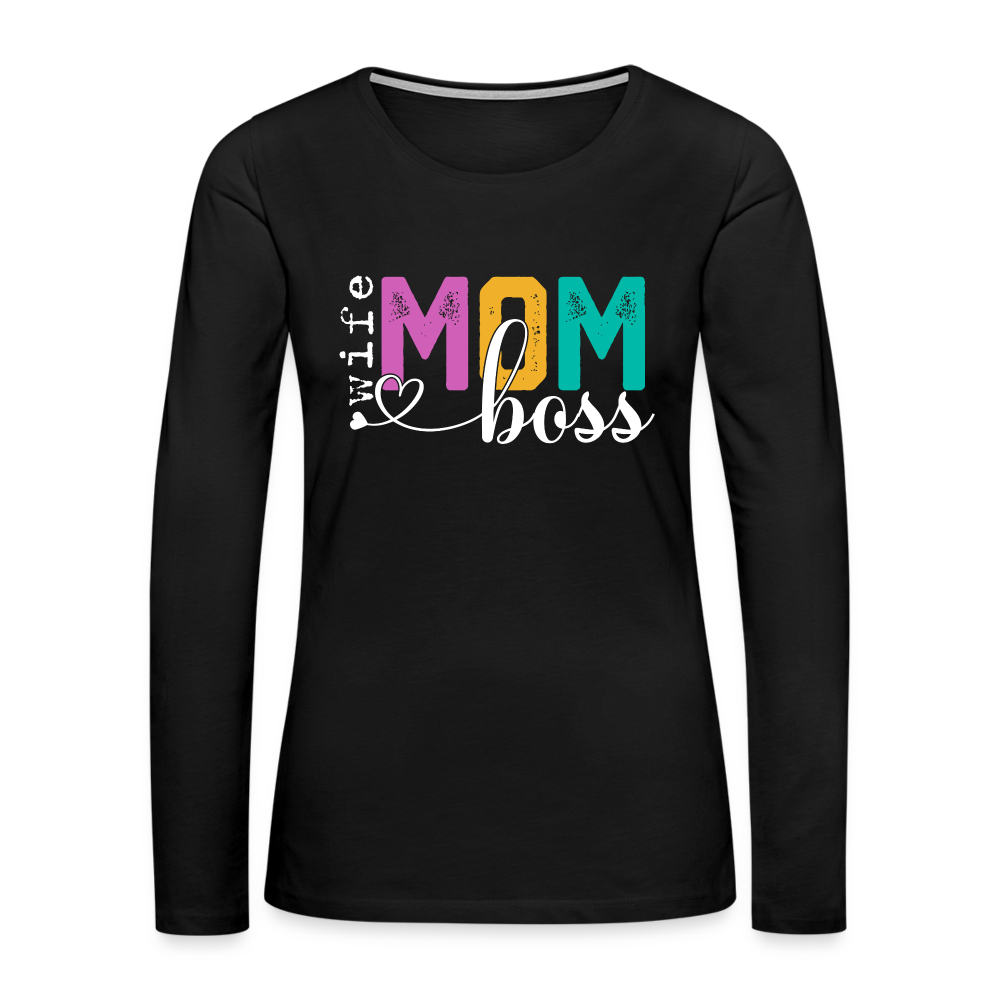 Mom Wife Boss Women's Premium Long Sleeve T-Shirt - black