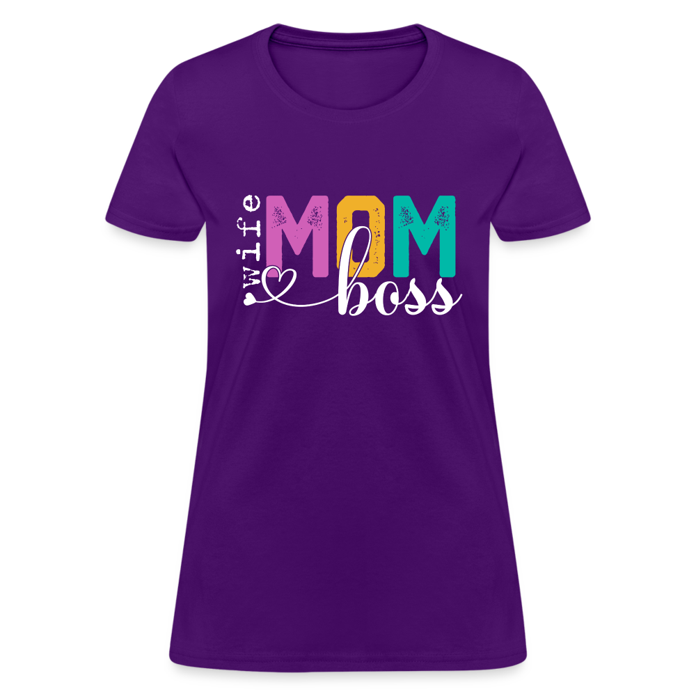 Mom Wife Boss Women's T-Shirt - purple