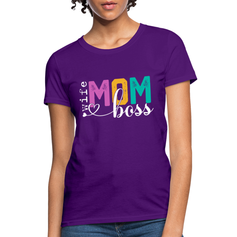 Mom Wife Boss Women's T-Shirt - purple