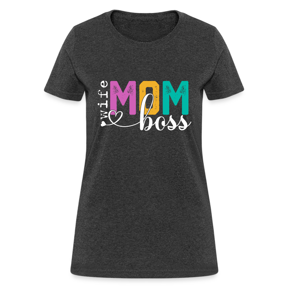 Mom Wife Boss Women's T-Shirt - heather black