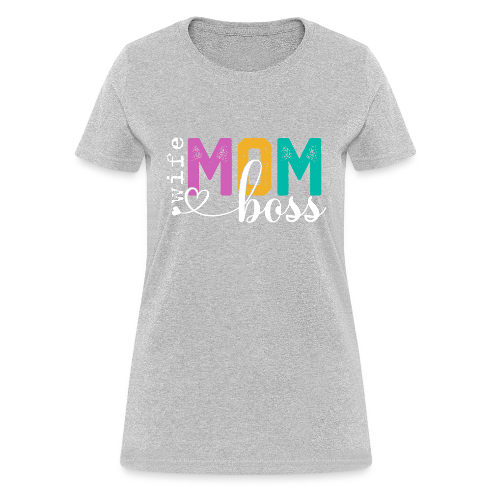 Mom Wife Boss Women's T-Shirt - heather gray