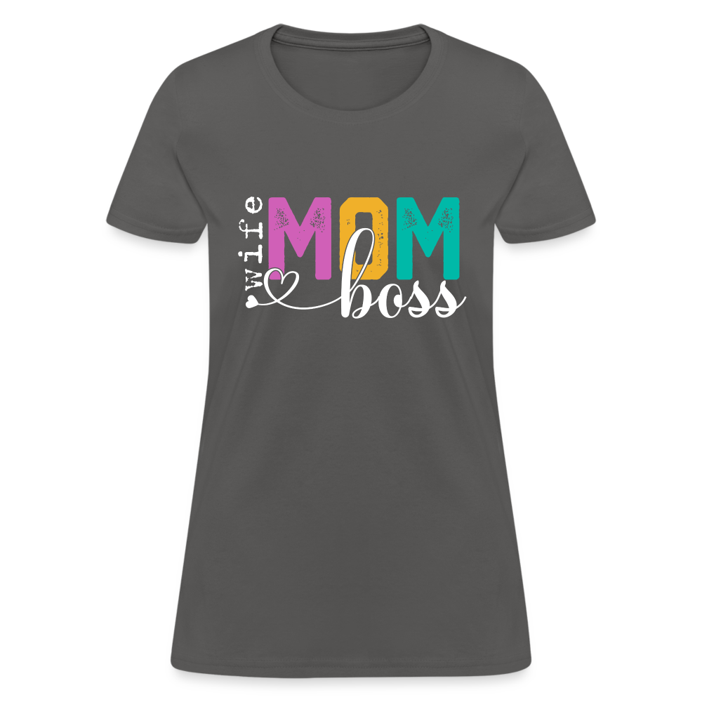 Mom Wife Boss Women's T-Shirt - charcoal