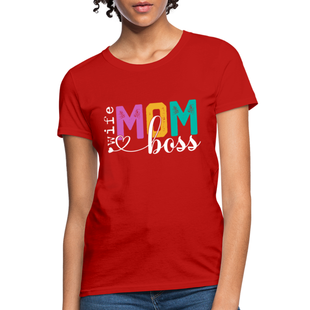 Mom Wife Boss Women's T-Shirt - red