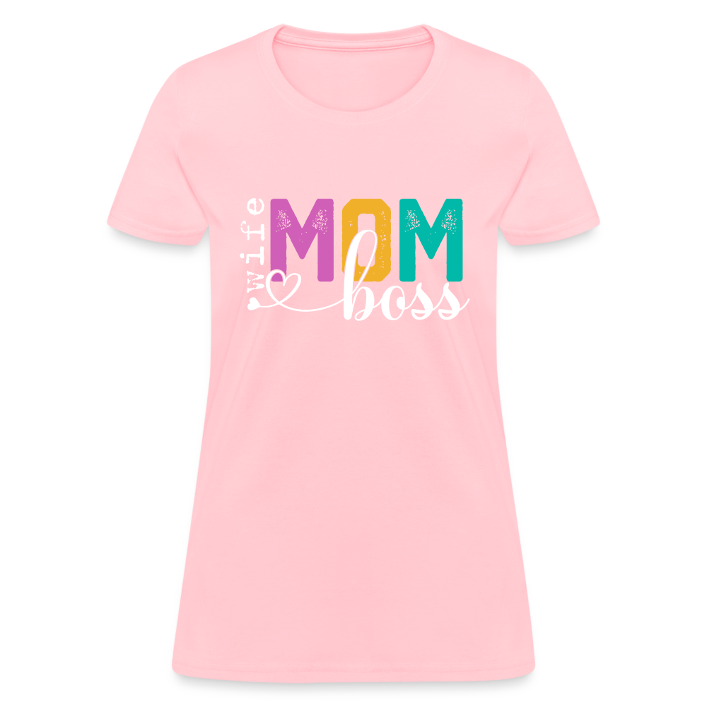 Mom Wife Boss Women's T-Shirt - pink