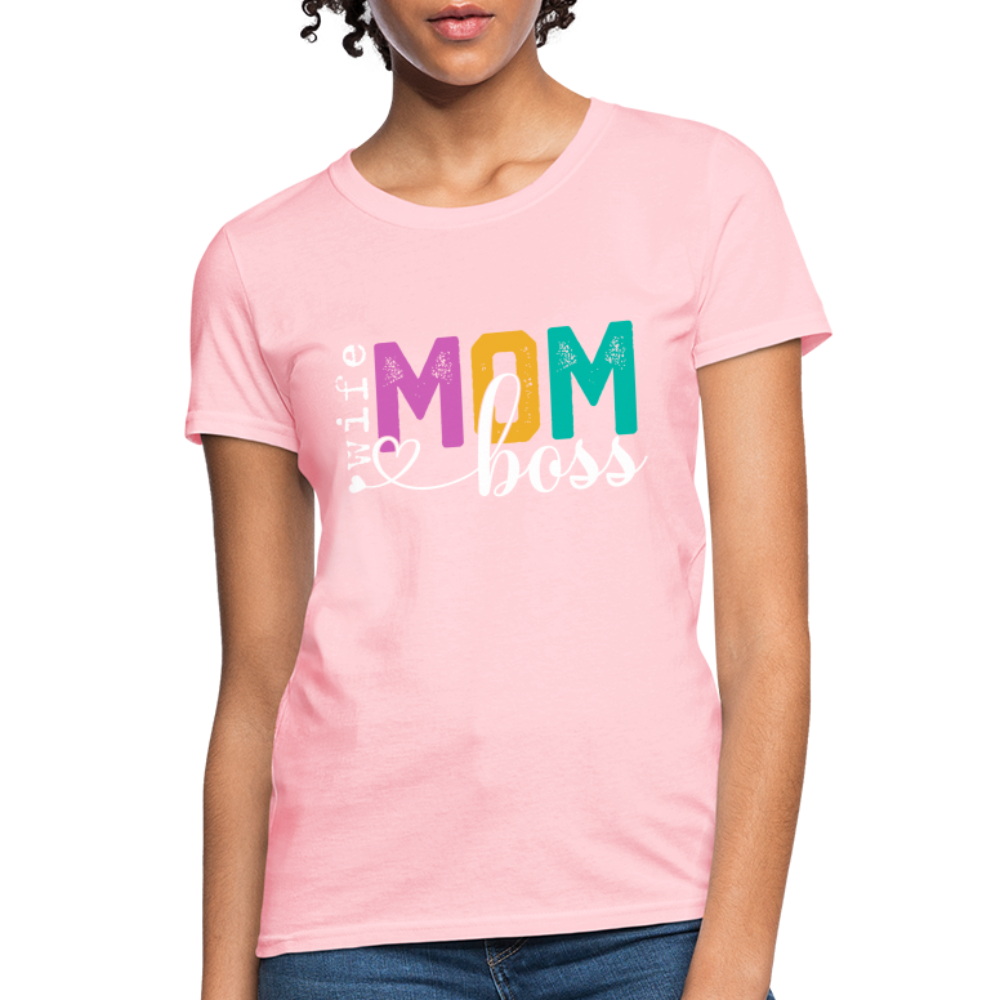 Mom Wife Boss Women's T-Shirt - pink