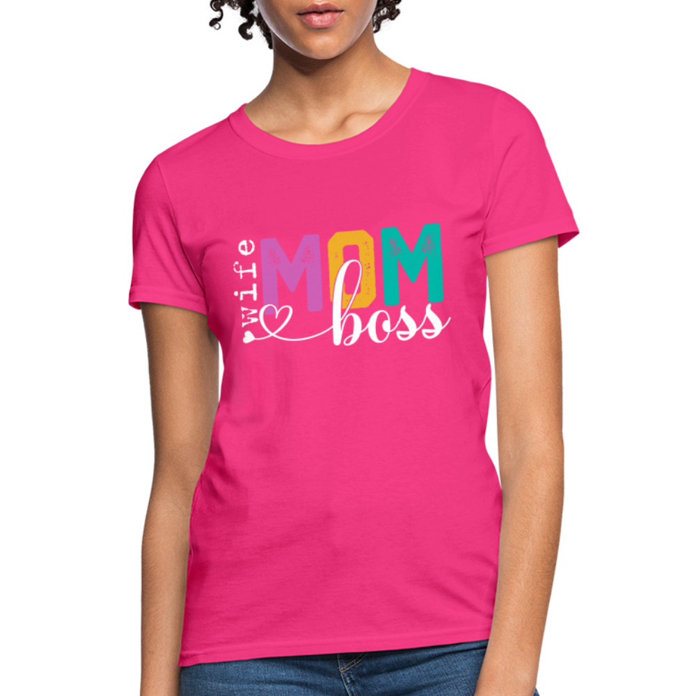 Mom Wife Boss Women's T-Shirt - fuchsia