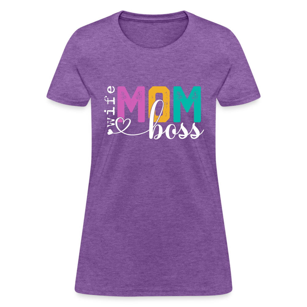 Mom Wife Boss Women's T-Shirt - purple heather