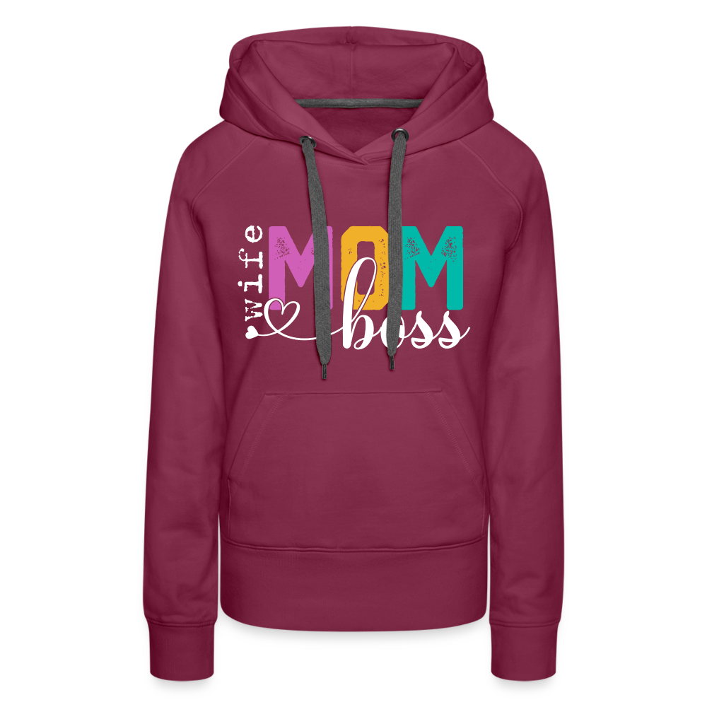 Mom Wife Boss Women’s Premium Hoodie - burgundy