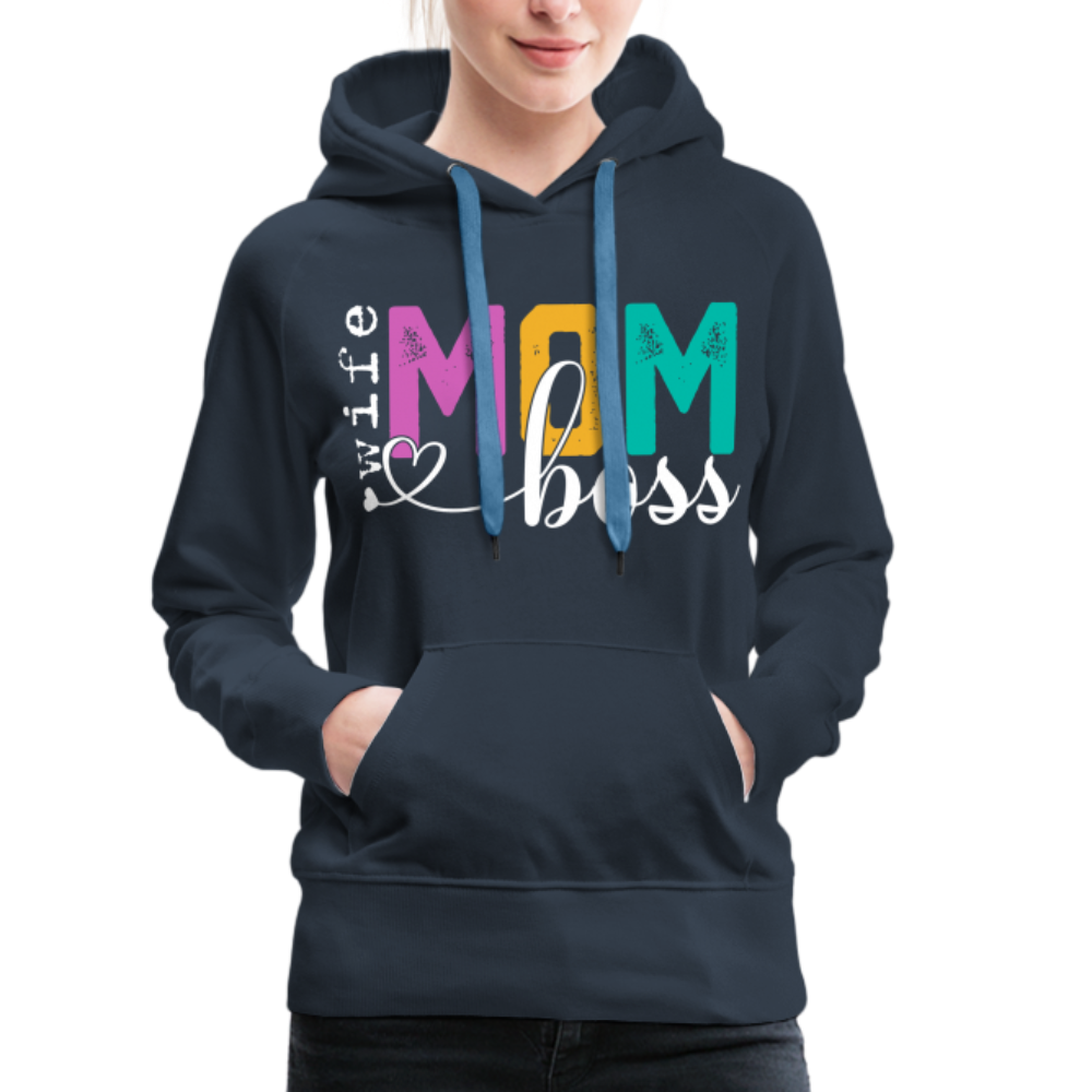 Mom Wife Boss Women’s Premium Hoodie - navy