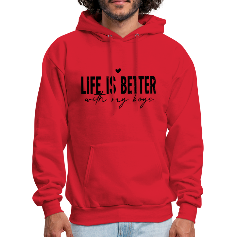 Life Is Better With My Boys Hoodie - red