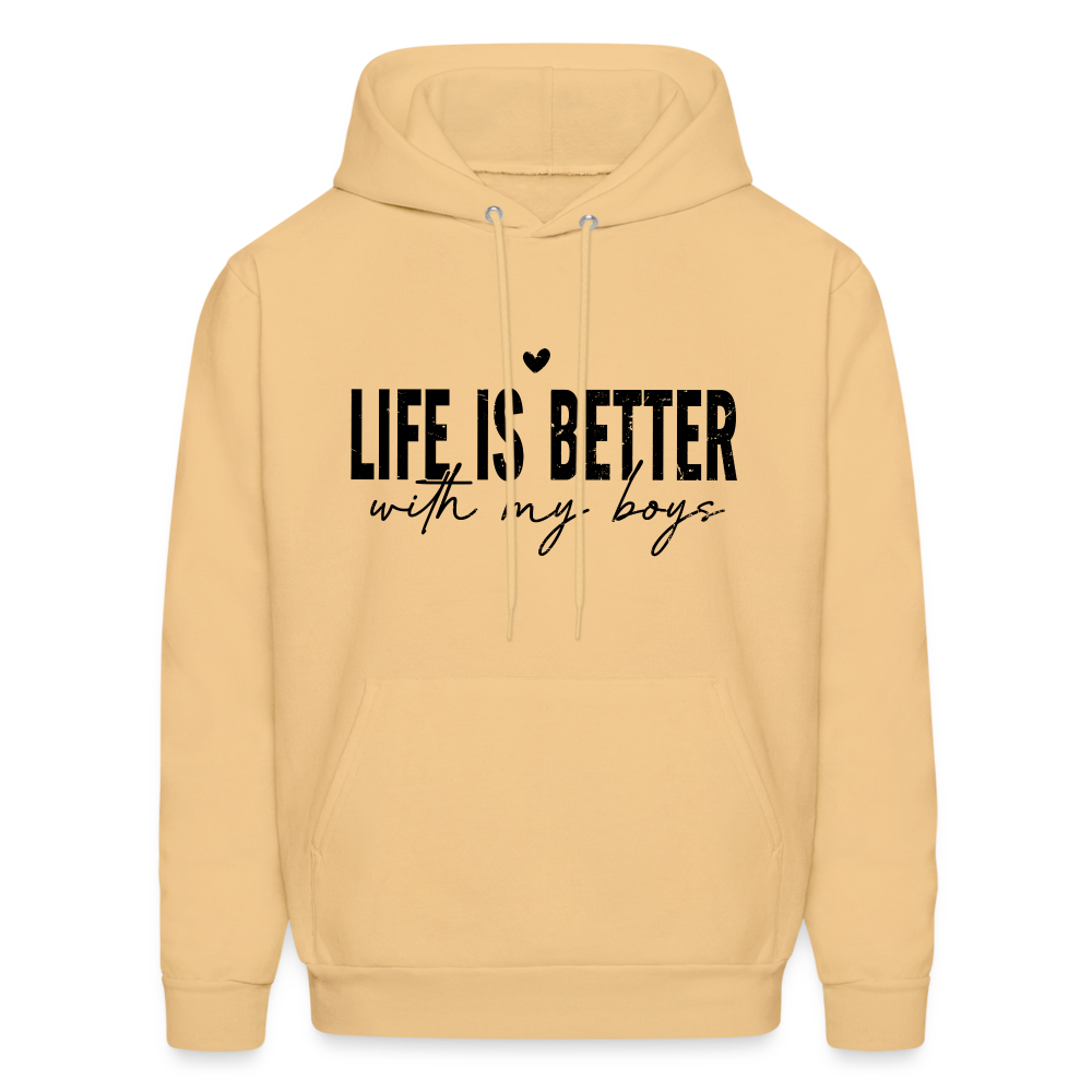 Life Is Better With My Boys Hoodie - light yellow
