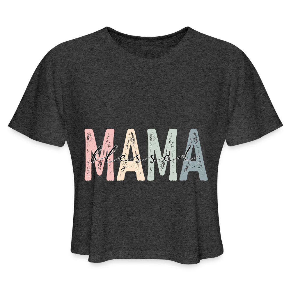 Blessed Mama Cropped T-Shirt - deep heather