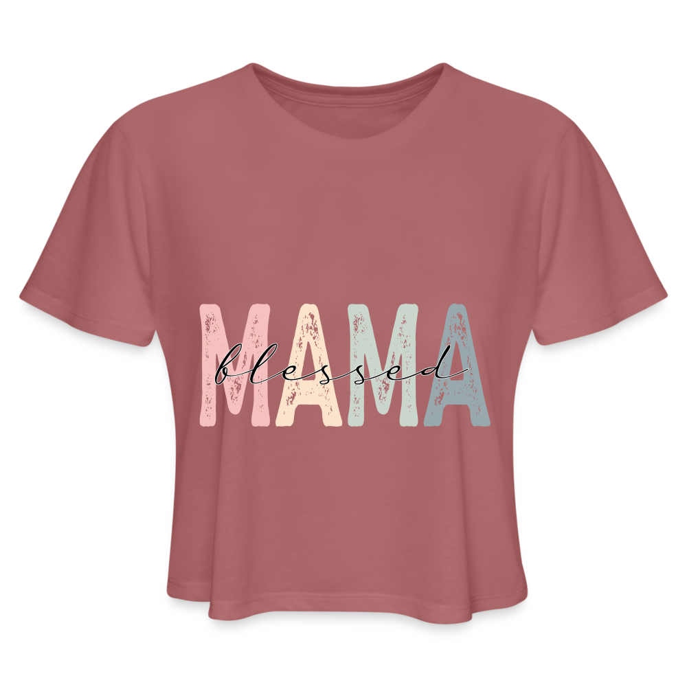 Blessed Mama Cropped T-Shirt - mauve