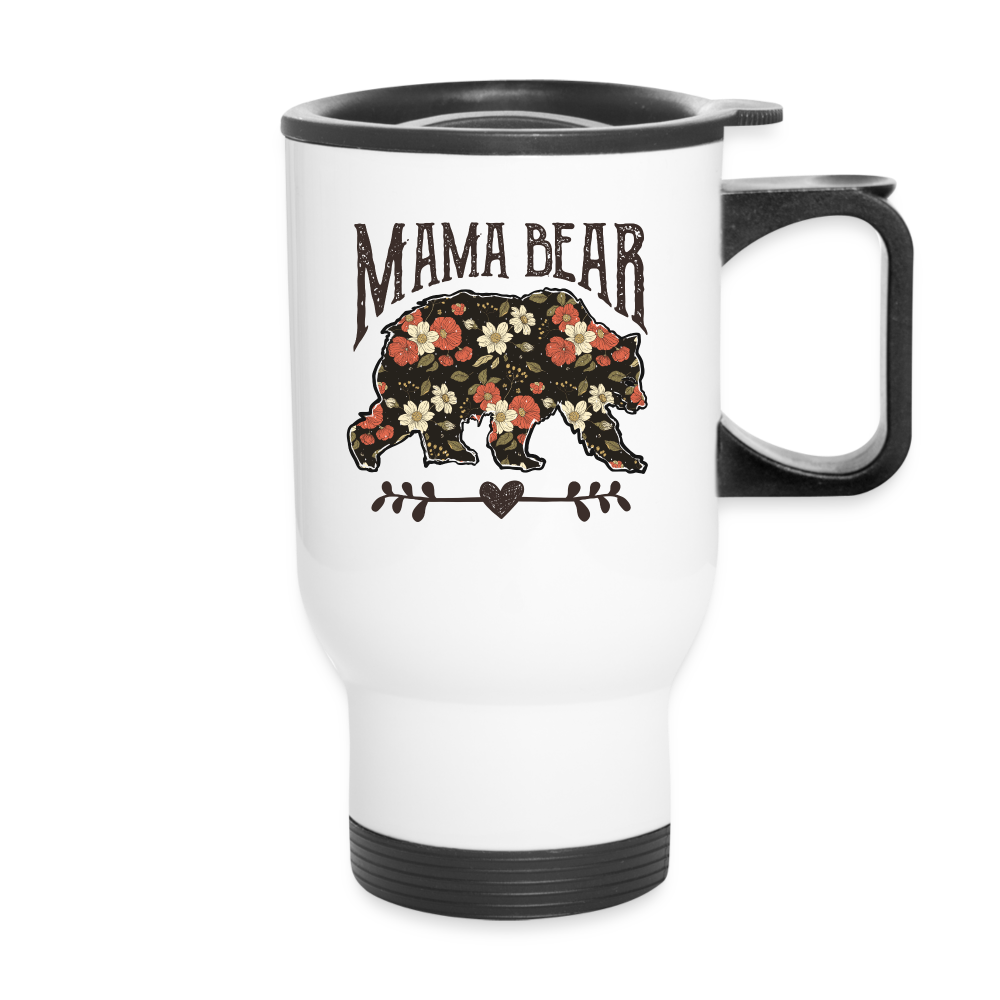 Mama Bear Travel Mug (Floral Design) - white