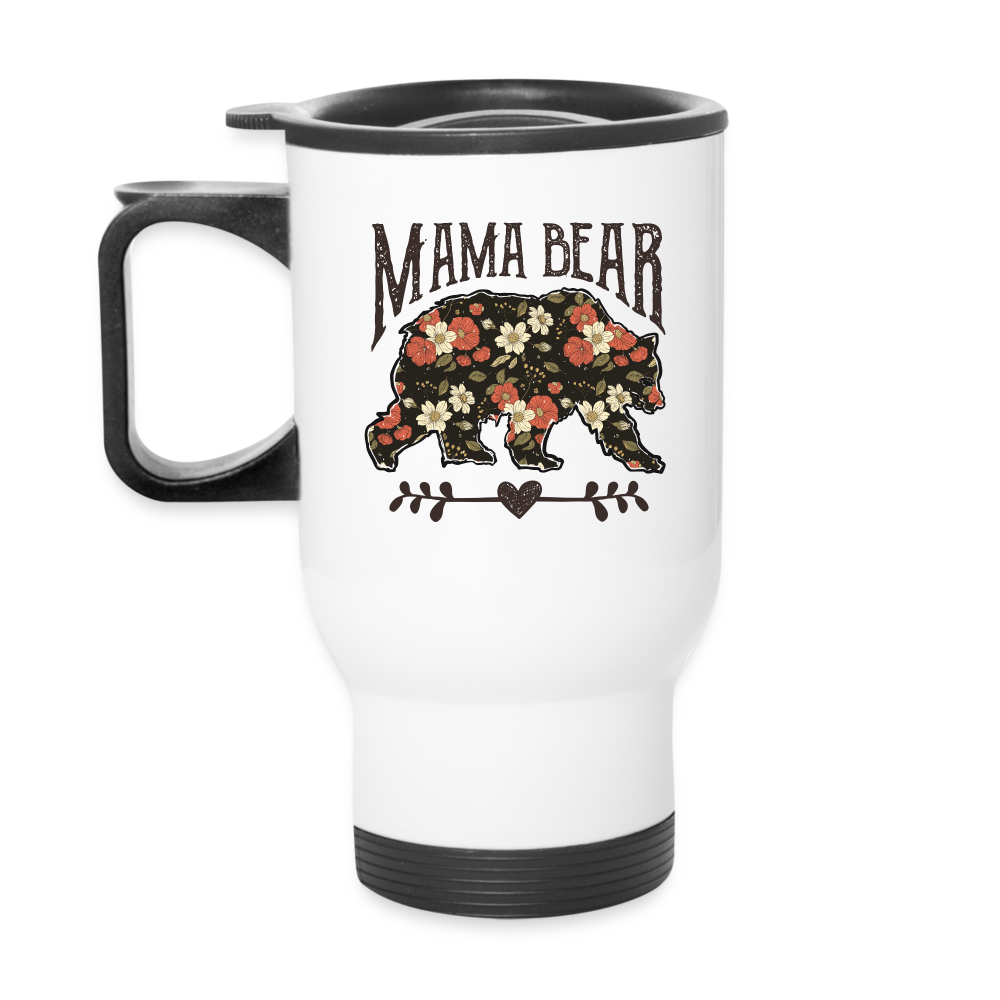Mama Bear Travel Mug (Floral Design) - white