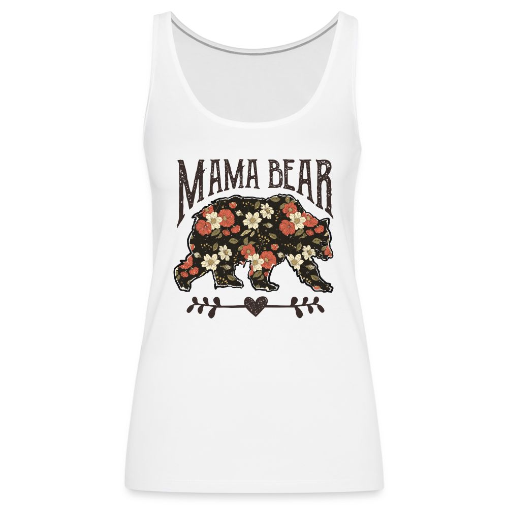 Mama Bear Women’s Premium Tank Top (Floral Design) - white