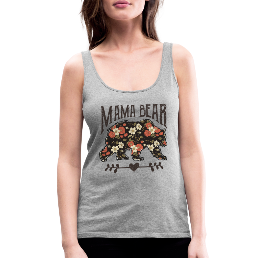 Mama Bear Women’s Premium Tank Top (Floral Design) - heather gray