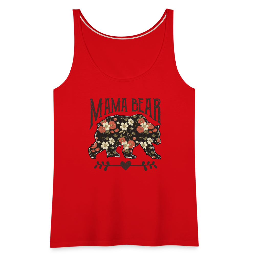 Mama Bear Women’s Premium Tank Top (Floral Design) - red