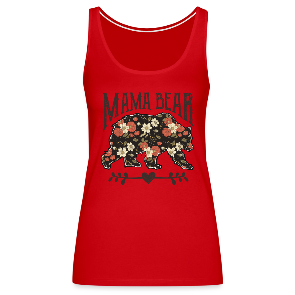 Mama Bear Women’s Premium Tank Top (Floral Design) - red