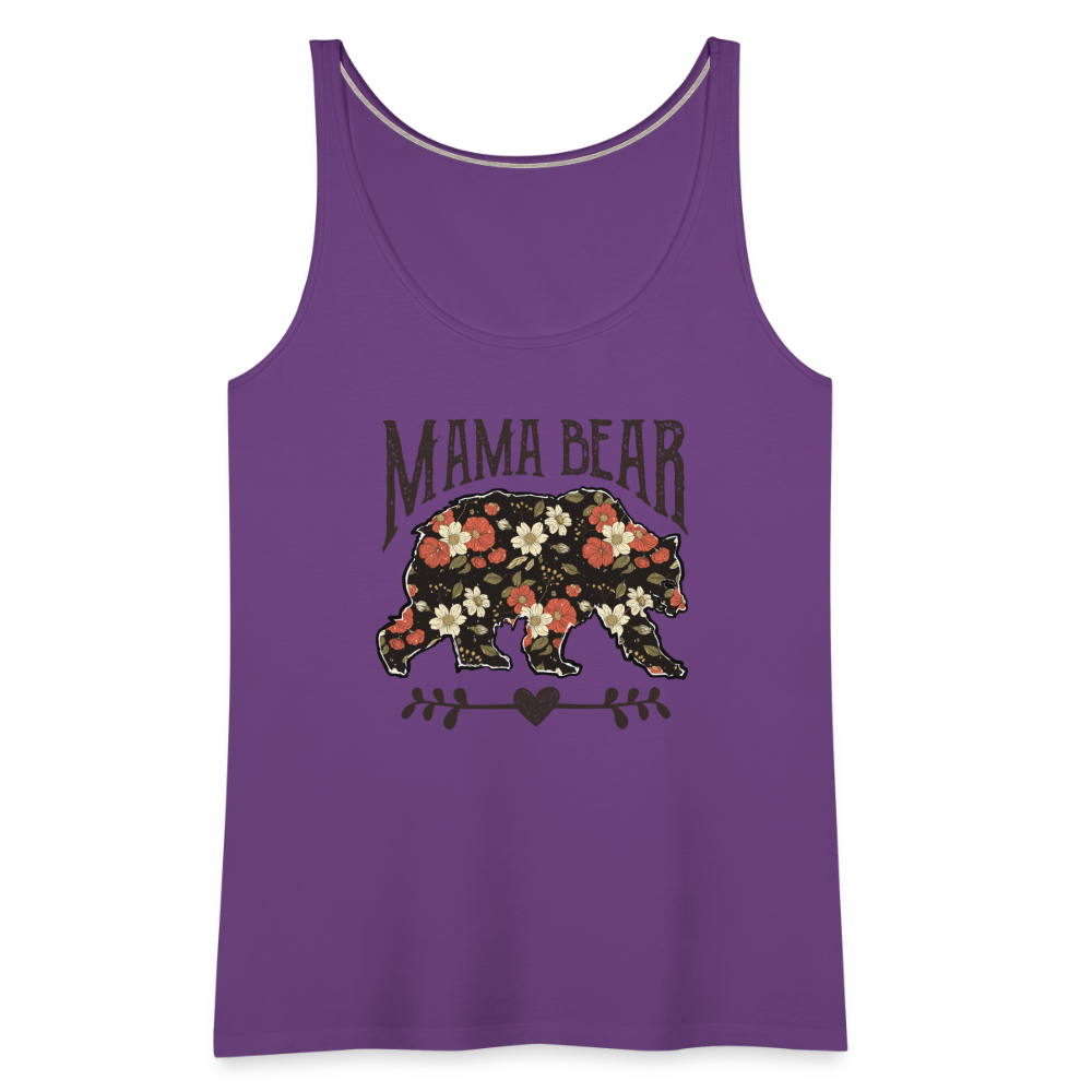 Mama Bear Women’s Premium Tank Top (Floral Design) - purple