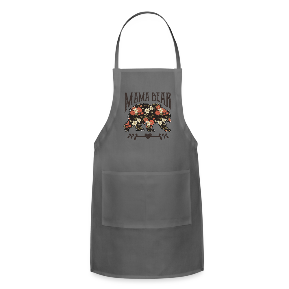 Mama Bear Adjustable Apron (Floral Design) - charcoal
