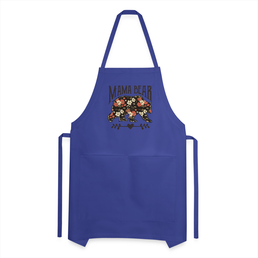 Mama Bear Adjustable Apron (Floral Design) - royal blue