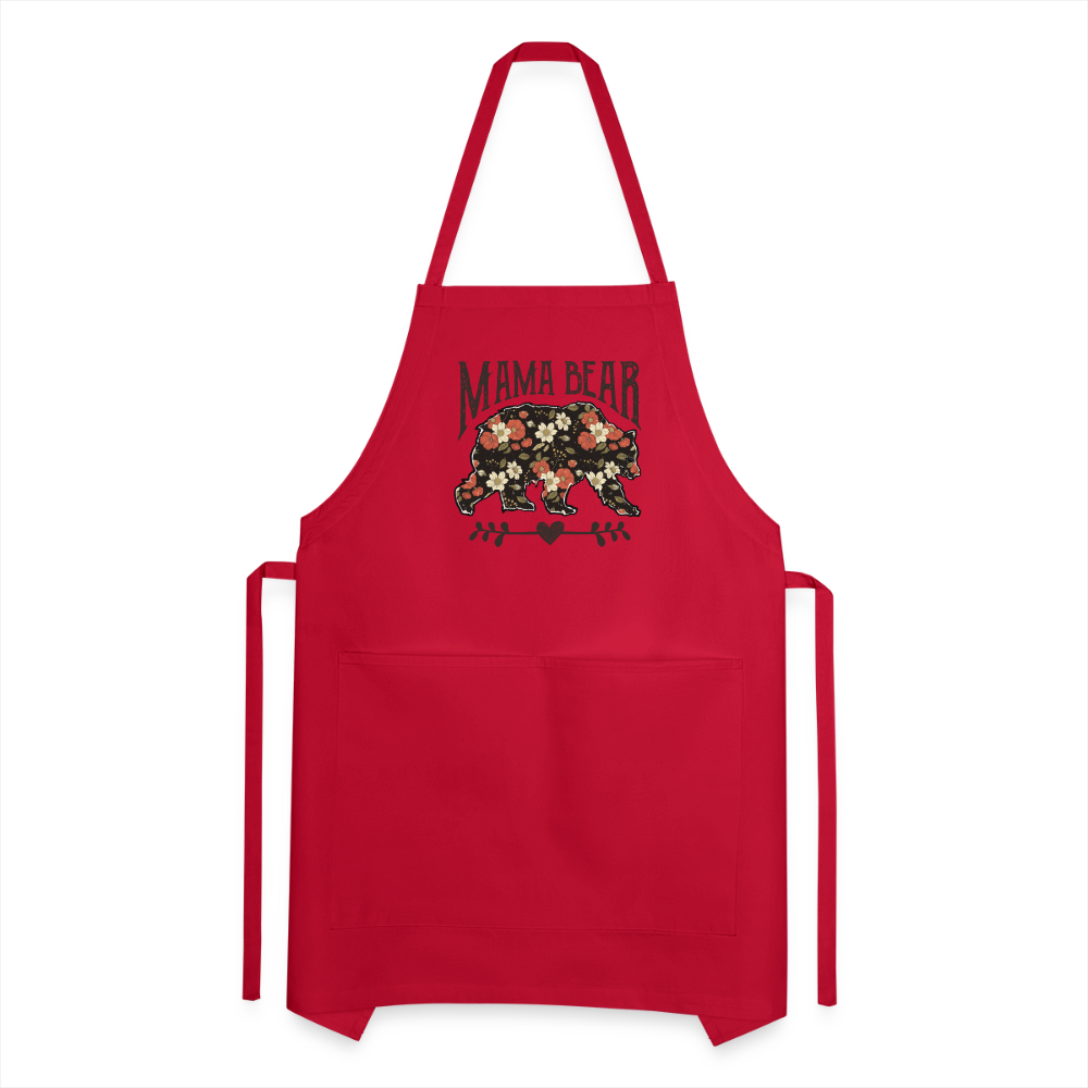 Mama Bear Adjustable Apron (Floral Design) - red