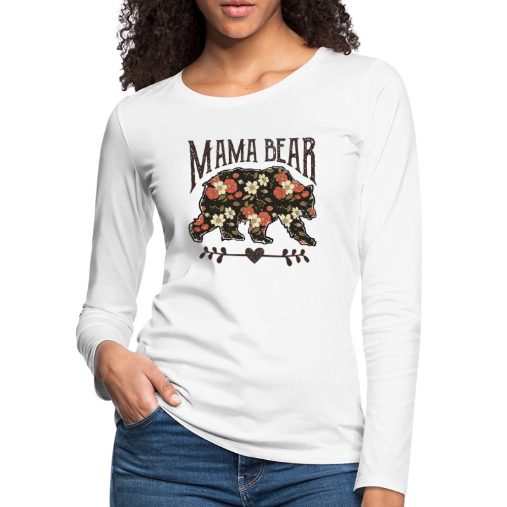 Mama Bear Premium Long Sleeve T-Shirt (Floral Design) - white