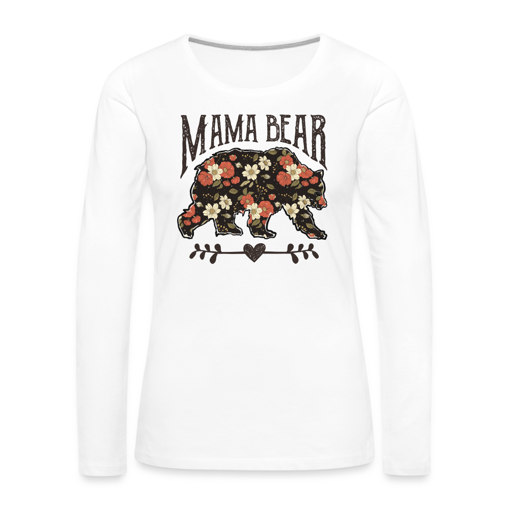Mama Bear Premium Long Sleeve T-Shirt (Floral Design) - white