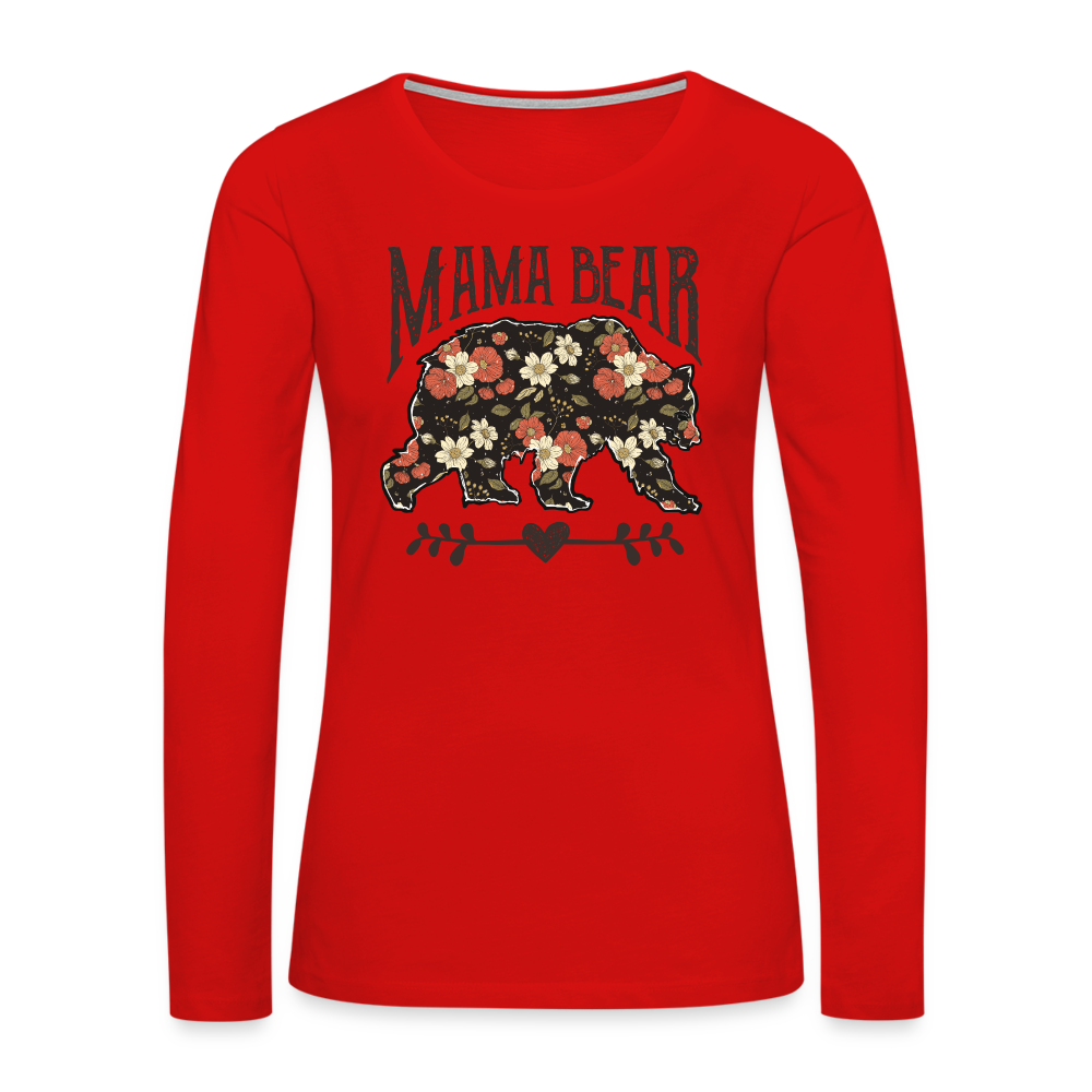 Mama Bear Premium Long Sleeve T-Shirt (Floral Design) - red