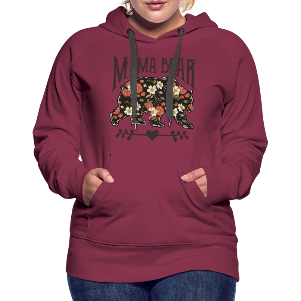 Mama Bear Premium Hoodie (Floral Design) - burgundy