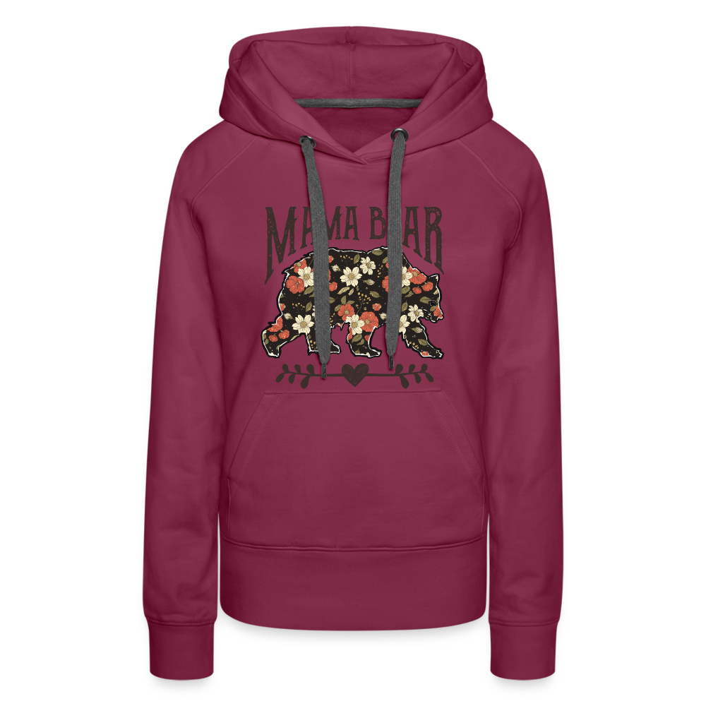 Mama Bear Premium Hoodie (Floral Design) - burgundy