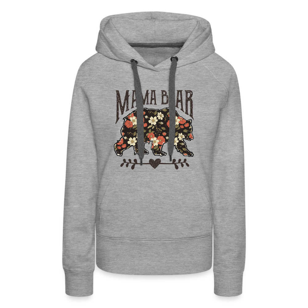 Mama Bear Premium Hoodie (Floral Design) - heather grey