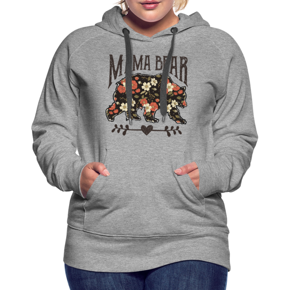 Mama Bear Premium Hoodie (Floral Design) - heather grey
