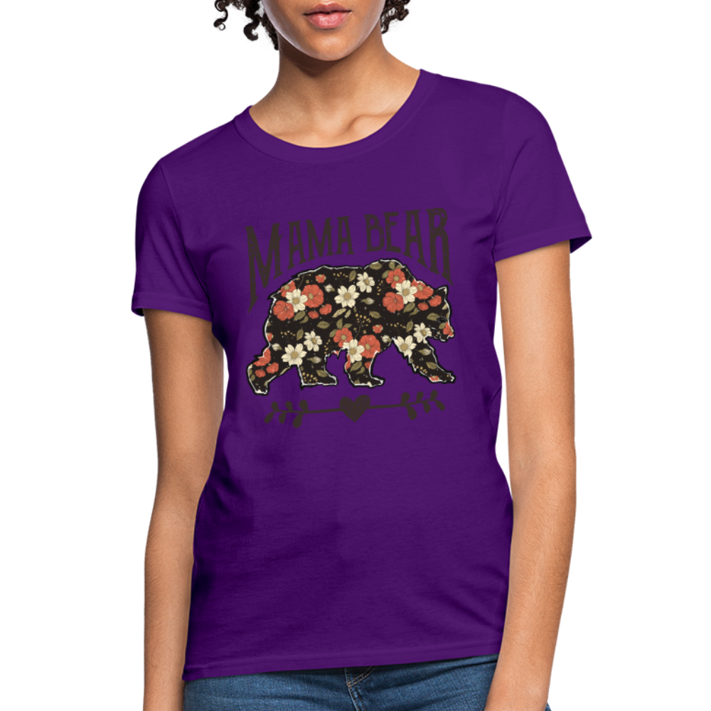 Mama Bear Women's T-Shirt (Floral Design) - purple