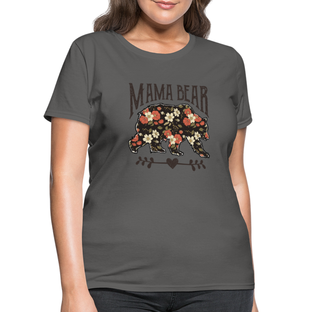 Mama Bear Women's T-Shirt (Floral Design) - charcoal