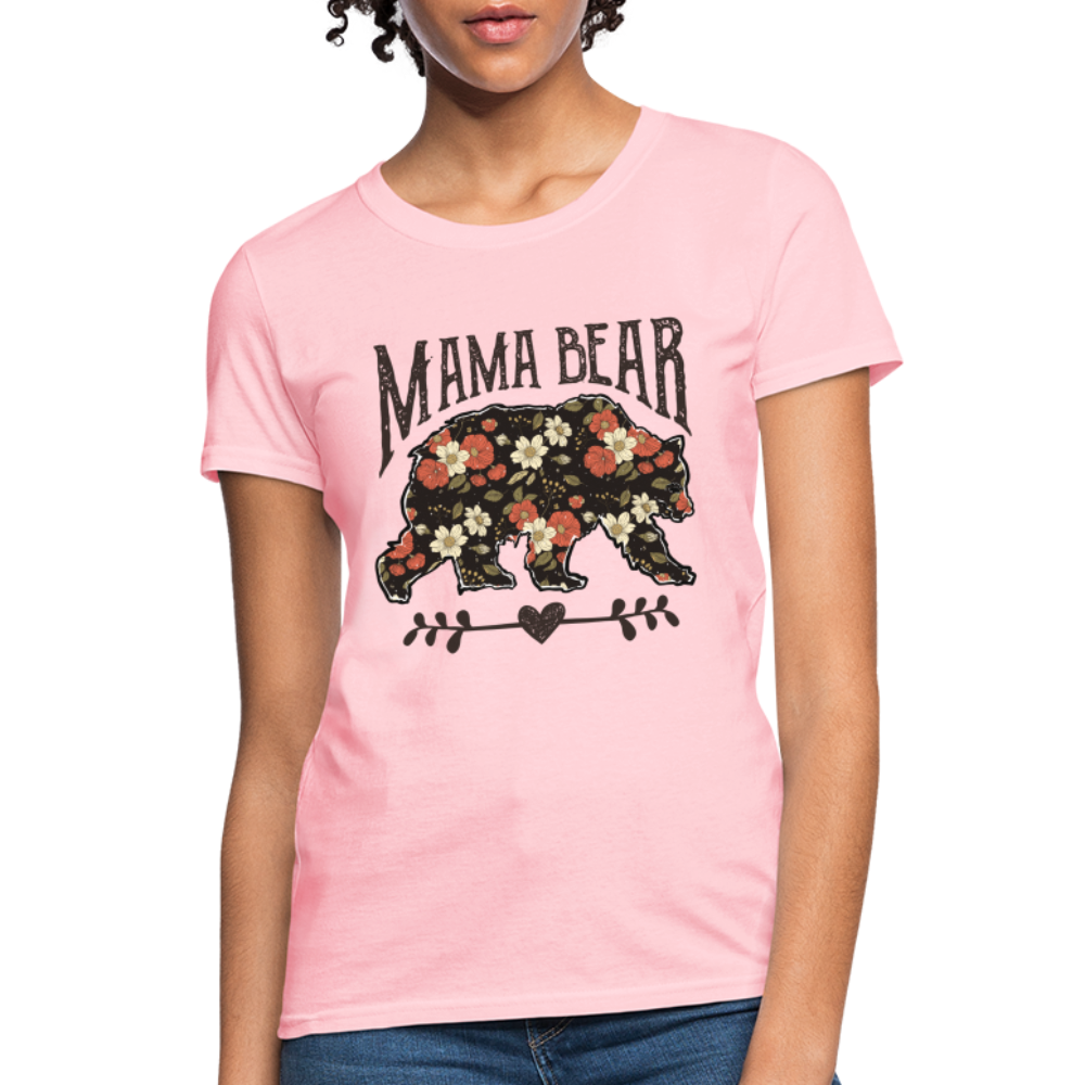 Mama Bear Women's T-Shirt (Floral Design) - pink