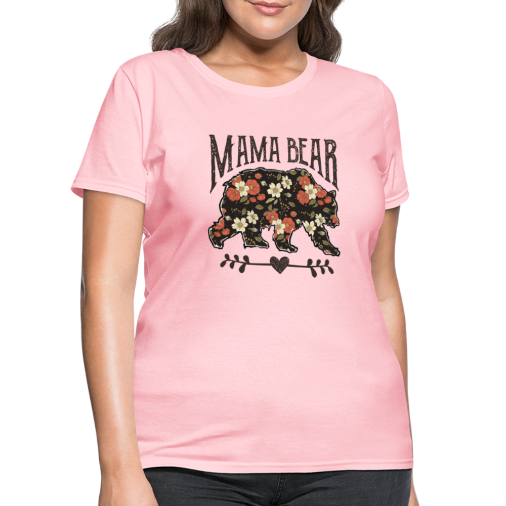 Mama Bear Women's T-Shirt (Floral Design) - pink