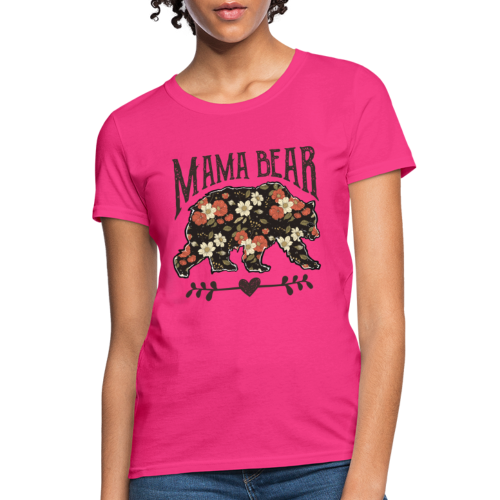 Mama Bear Women's T-Shirt (Floral Design) - fuchsia