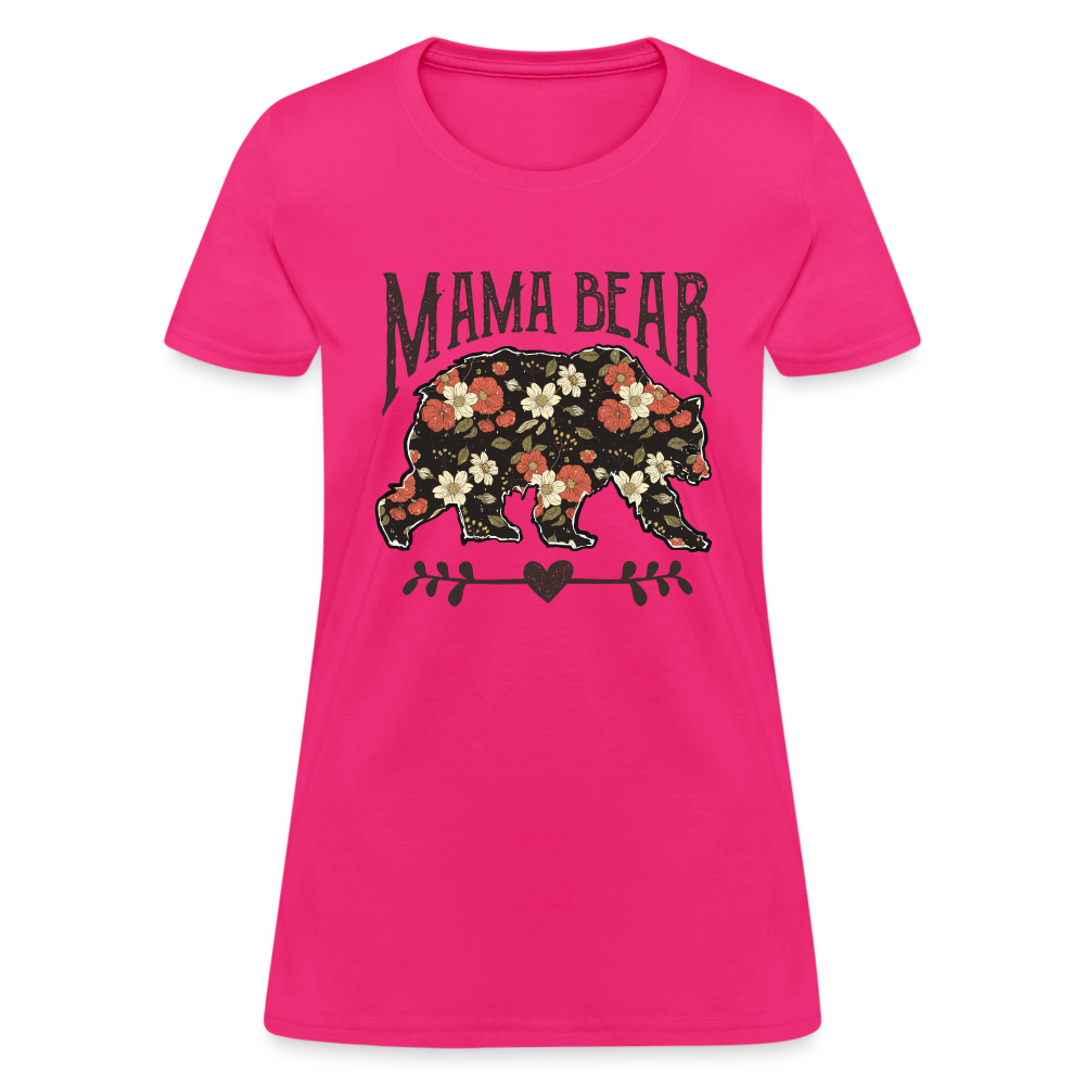 Mama Bear Women's T-Shirt (Floral Design) - fuchsia