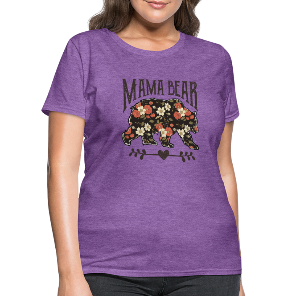 Mama Bear Women's T-Shirt (Floral Design) - purple heather
