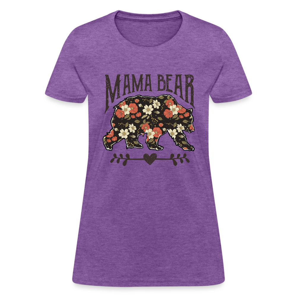 Mama Bear Women's T-Shirt (Floral Design) - purple heather