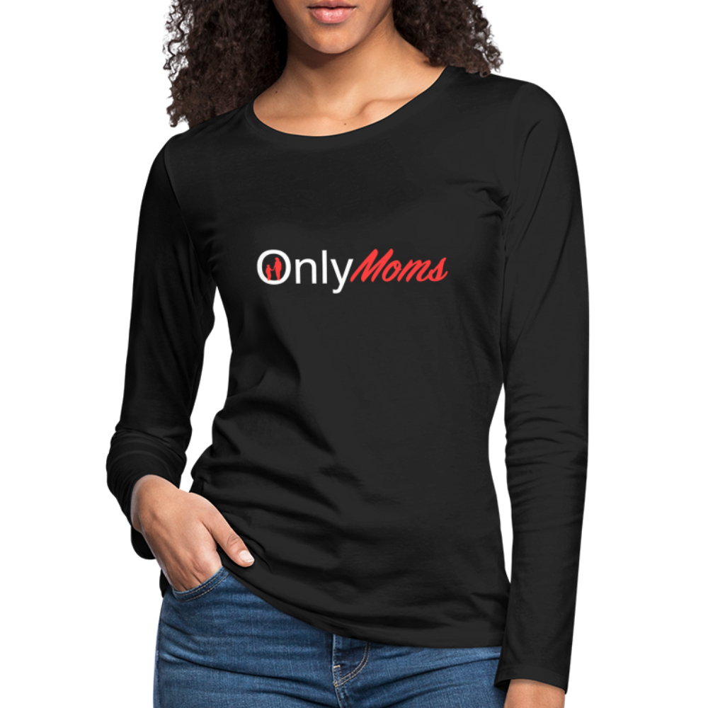 OnlyMoms - Premium Long Sleeve T-Shirt (White & Pink) - black