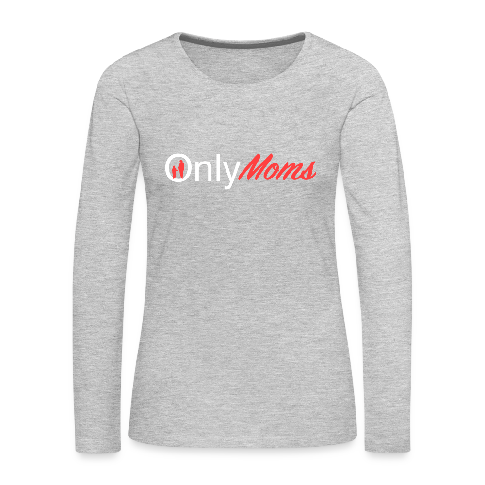 OnlyMoms - Premium Long Sleeve T-Shirt (White & Pink) - heather gray