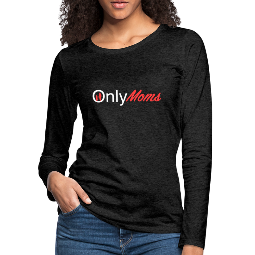 OnlyMoms - Premium Long Sleeve T-Shirt (White & Pink) - charcoal grey